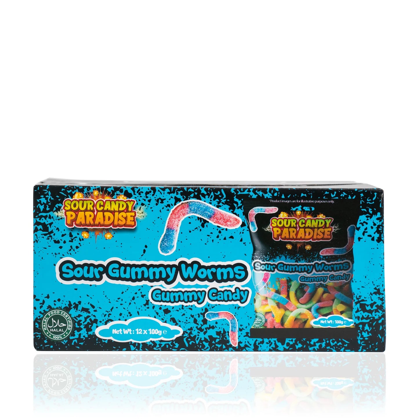 Sour Candy Paradise Sour Gummy Worms Gummy Candy 12x100g
