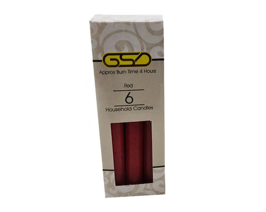 GSD Household Candles Red 6″ – 6 Pack