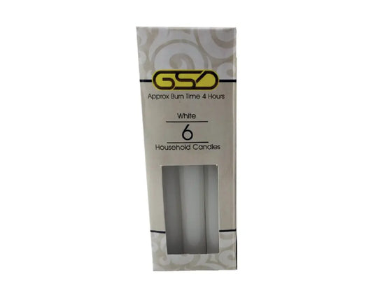 GSD Household Candles White 6″ – 6 Pack