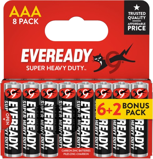 Eveready Super Heavy Duty AAA Batteries (R03R Red Zinc) – BP4 | 1×12