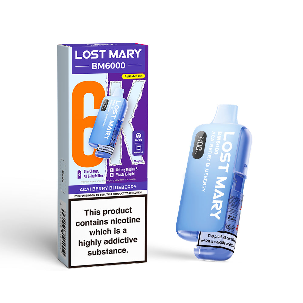 LOSTMARY BM6000 Refillable Kit, 2% Nic - 5 Packs
