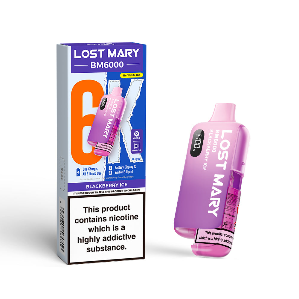 LOSTMARY BM6000 Refillable Kit, 2% Nic - 5 Packs