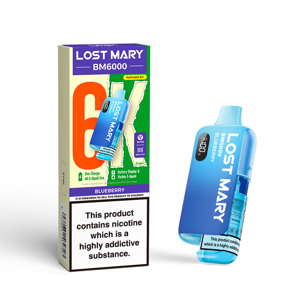 LOSTMARY BM6000 Refillable Kit, 2% Nic - 5 Packs