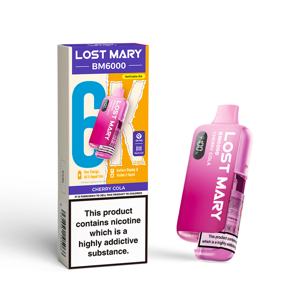 LOSTMARY BM6000 Refillable Kit, 2% Nic - 5 Packs
