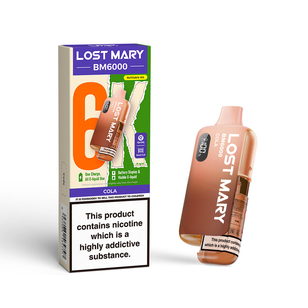 LOSTMARY BM6000 Refillable Kit, 2% Nic - 5 Packs