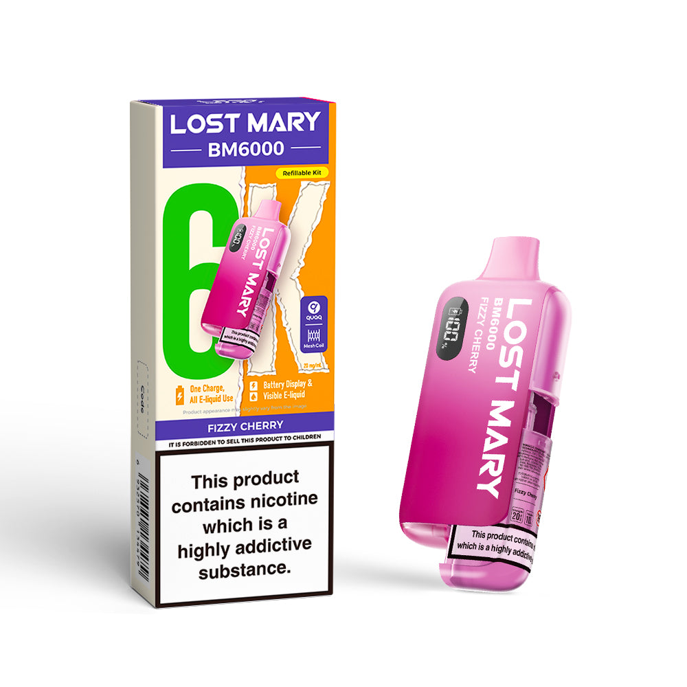 LOSTMARY BM6000 Refillable Kit, 2% Nic - 5 Packs