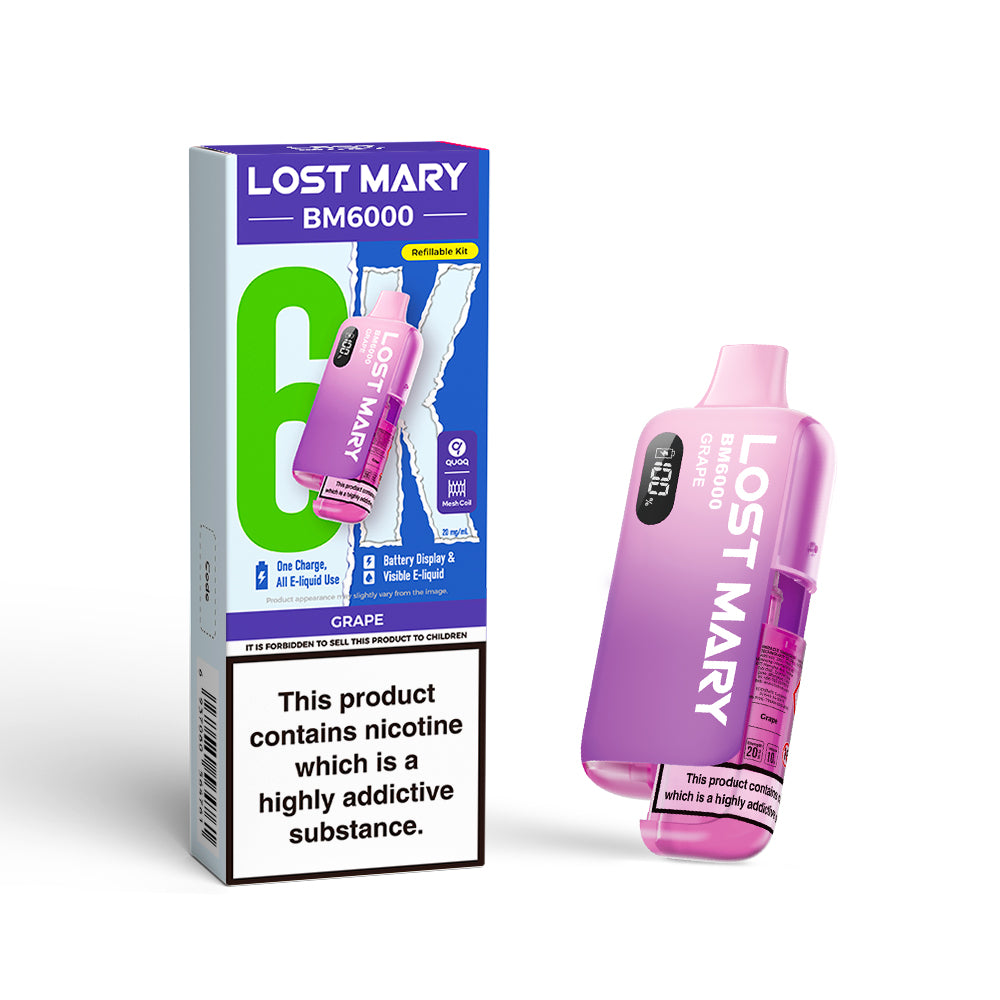 LOSTMARY BM6000 Refillable Kit, 2% Nic - 5 Packs