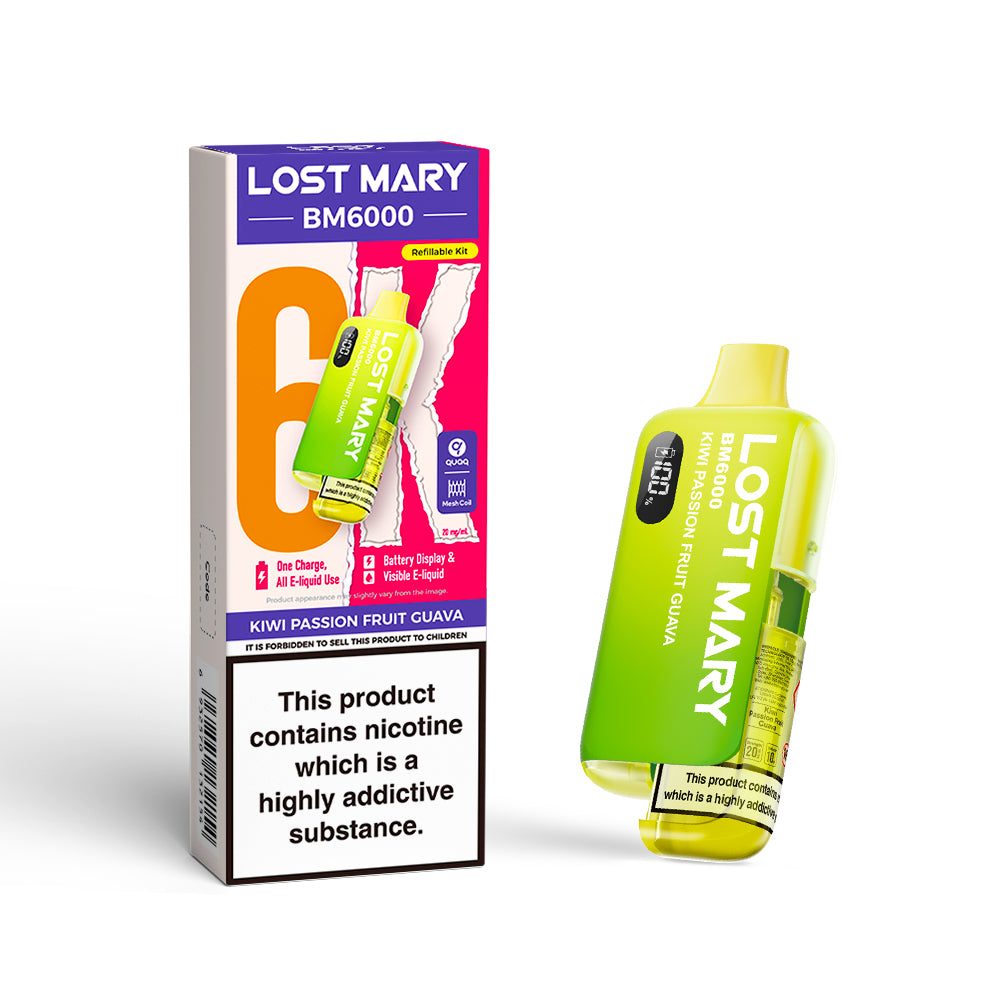LOSTMARY BM6000 Refillable Kit, 2% Nic - 5 Packs