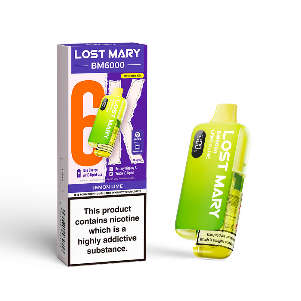 LOSTMARY BM6000 Refillable Kit, 2% Nic - 5 Packs