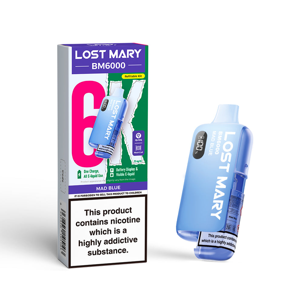 LOSTMARY BM6000 Refillable Kit, 2% Nic - 5 Packs