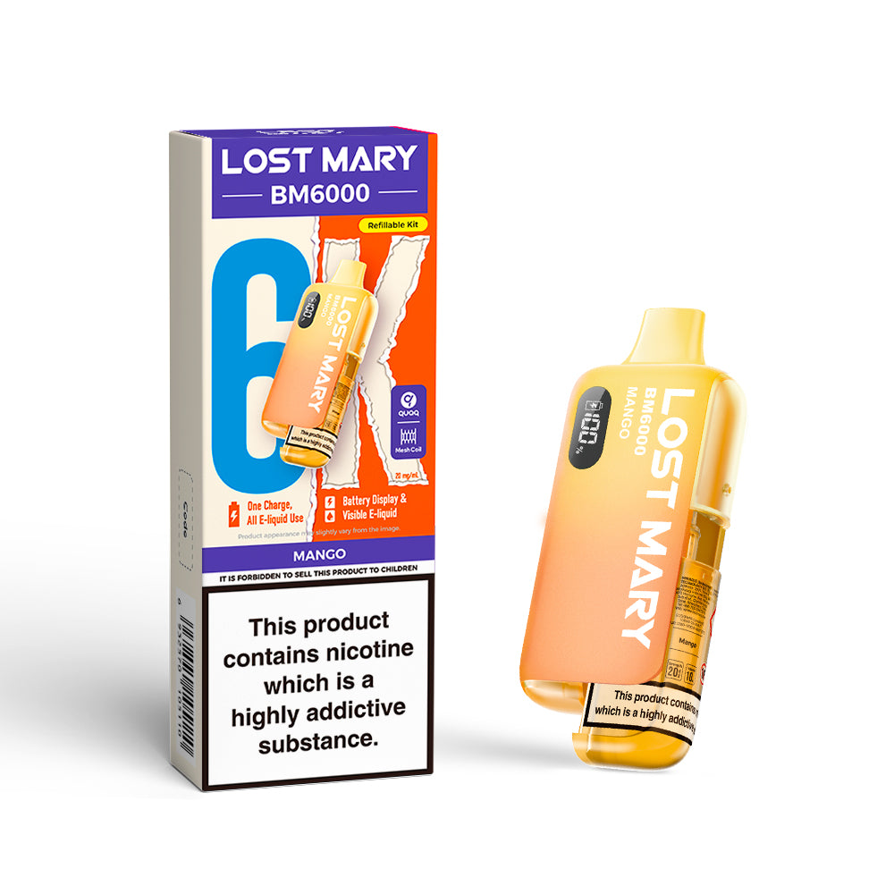 LOSTMARY BM6000 Refillable Kit, 2% Nic - 5 Packs