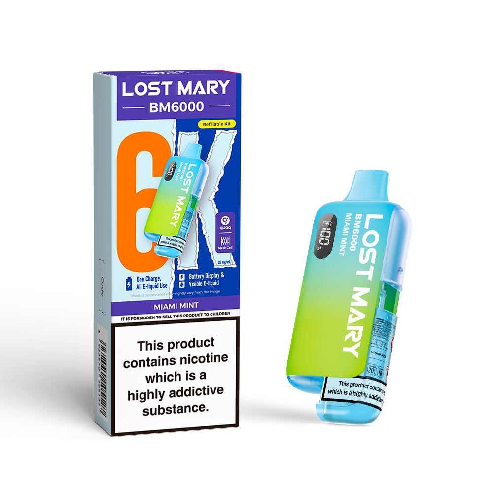 LOSTMARY BM6000 Refillable Kit, 2% Nic - 5 Packs