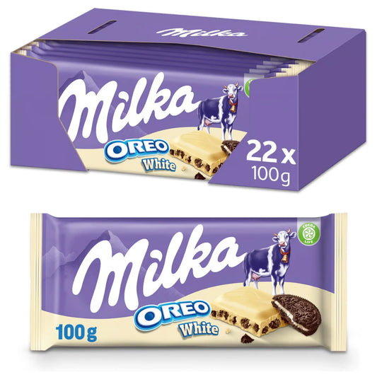 Milka Oreo White Chocolate Bar 22 x 100g
