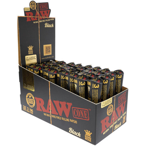 Raw Black Cone King Size 3's - (32 Packs)