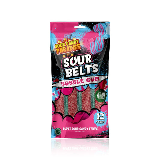 Sour Candy Paradise Sour Belts Bubblegum 12x100g