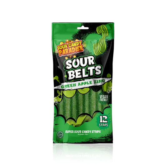 Sour Candy Paradise Sour Belts Green Apple 12x100g