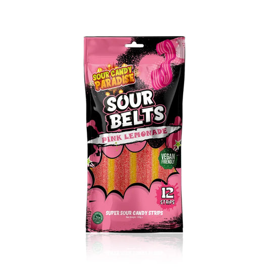 Sour Candy Paradise Sour Belts Pink Lemonade 12x100g