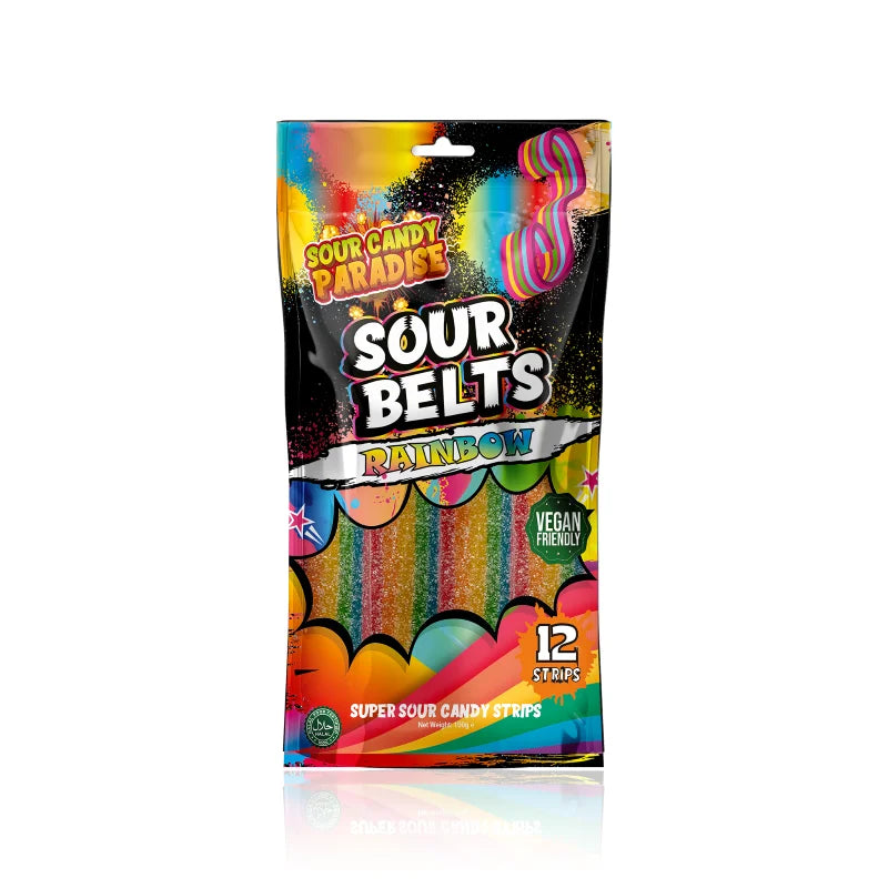 Sour Candy Paradise Sour Belts Rainbow 12x100g