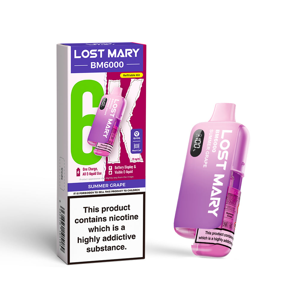 LOSTMARY BM6000 Refillable Kit, 2% Nic - 5 Packs
