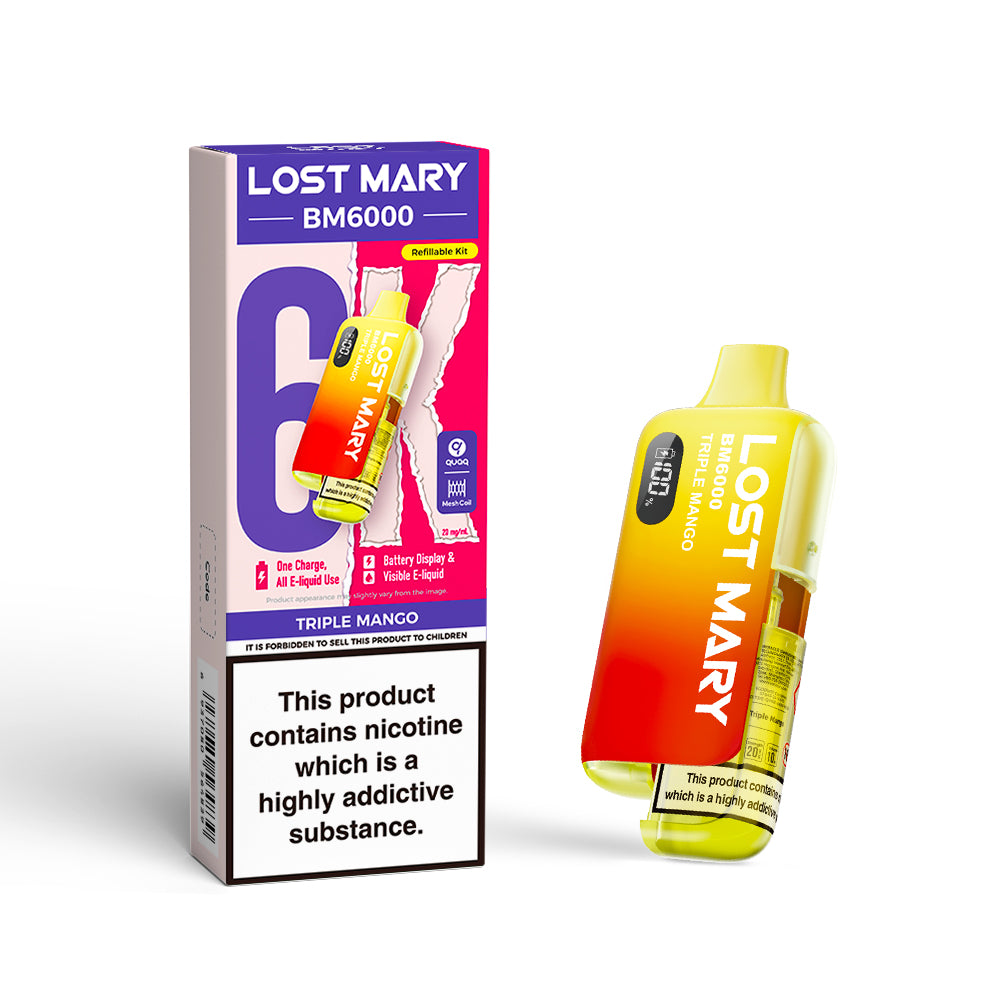 LOSTMARY BM6000 Refillable Kit, 2% Nic - 5 Packs