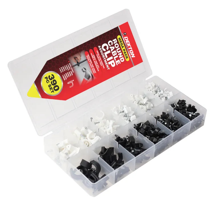 DEKTON 390 Pcs Round Cable Clip Assortment