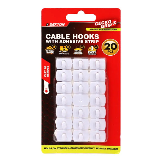 DEKTON GeckoGrip White Cable Hooks 20PC