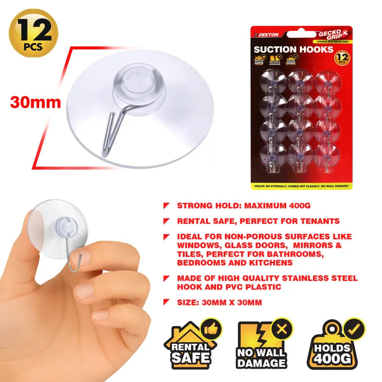 DEKTON Geckogrip Suction Hooks Medium 12pc