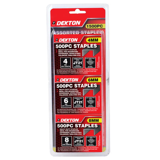DEKTON 1500 PCS 4mm-8mm Staples Set