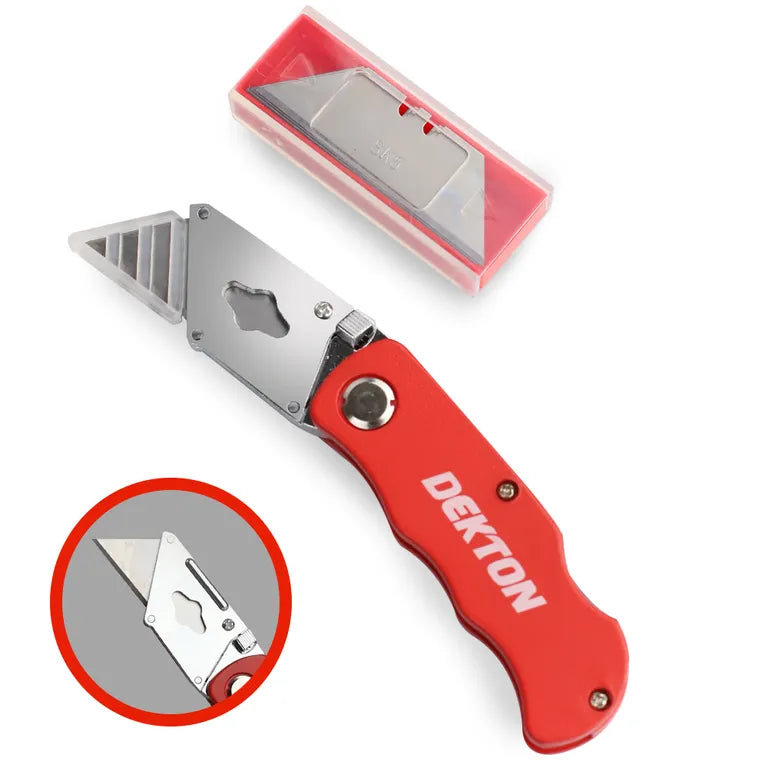 DEKTON Folding Metal Tradesman Knife With 5 Spare Blades