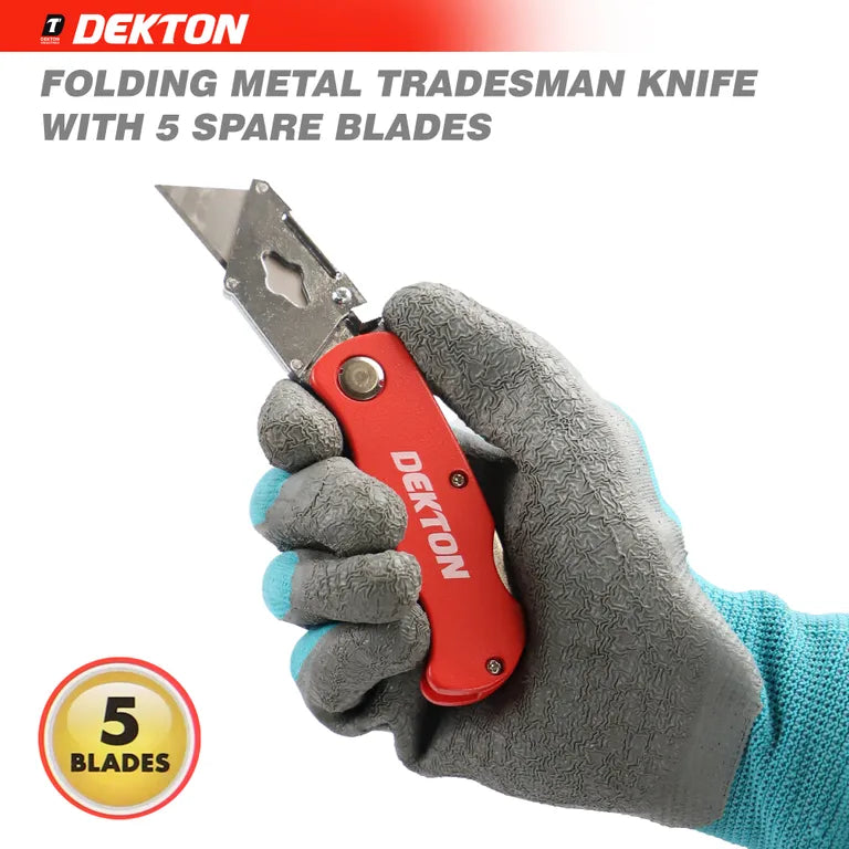 DEKTON Folding Metal Tradesman Knife With 5 Spare Blades