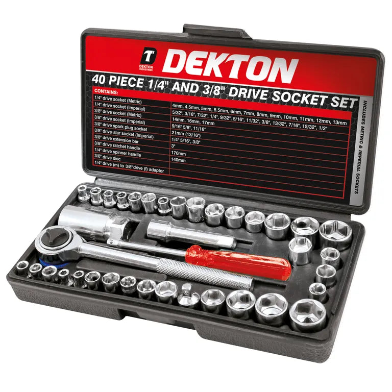 DEKTON 40PC 1/4" & 3/8" Drive Socket Set