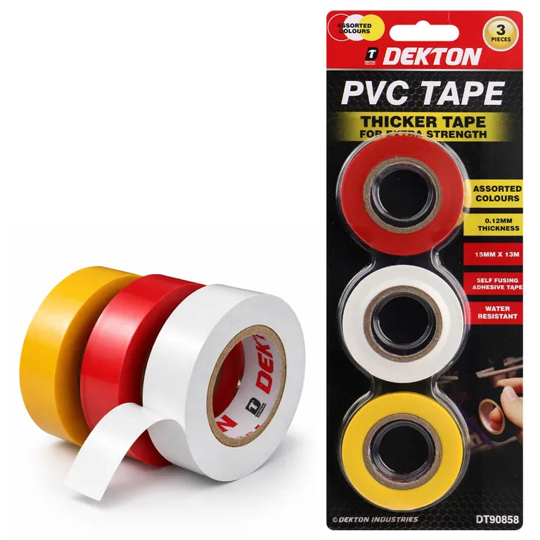 DEKTON 3pc PVC 13m Tape (Yellow / Red / White)