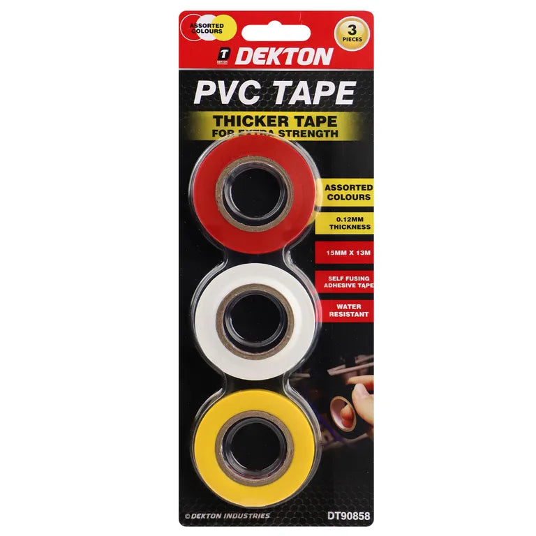 DEKTON 3pc PVC 13m Tape (Yellow / Red / White)