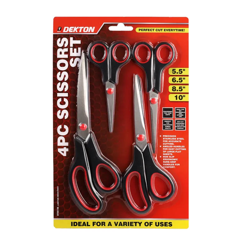 DEKTON 4PC Scissors Set - 5.5", 6.5", 8.5", 10"
