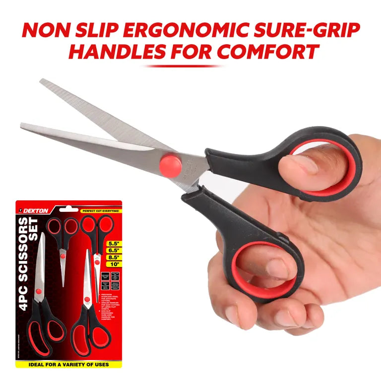 DEKTON 4PC Scissors Set - 5.5", 6.5", 8.5", 10"