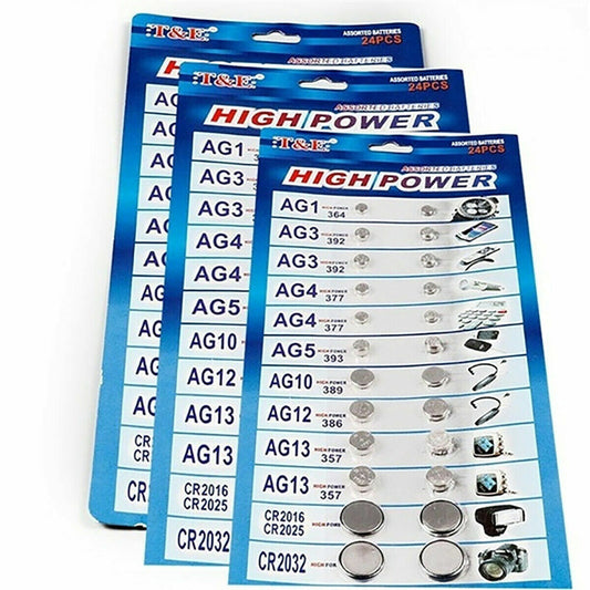 T & E High Power Button Cell Batteries – Assorted 40 Pack