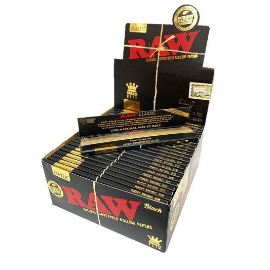Raw Black King Size Slim Rolling Papers – Pack of 50